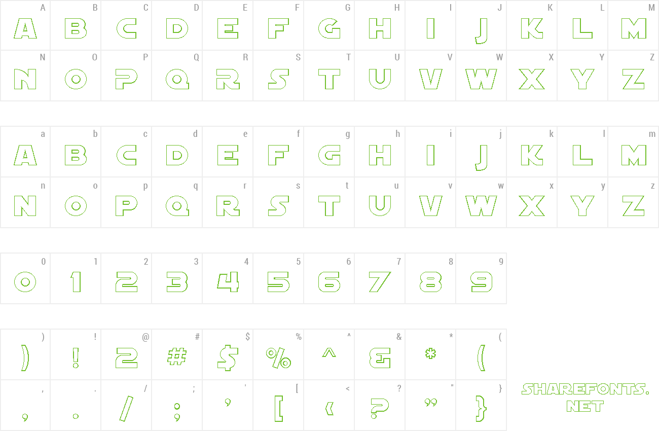 Font SF Distant Galaxy Outline preview